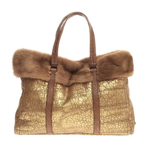 prada fur tote|Prada shopping tote.